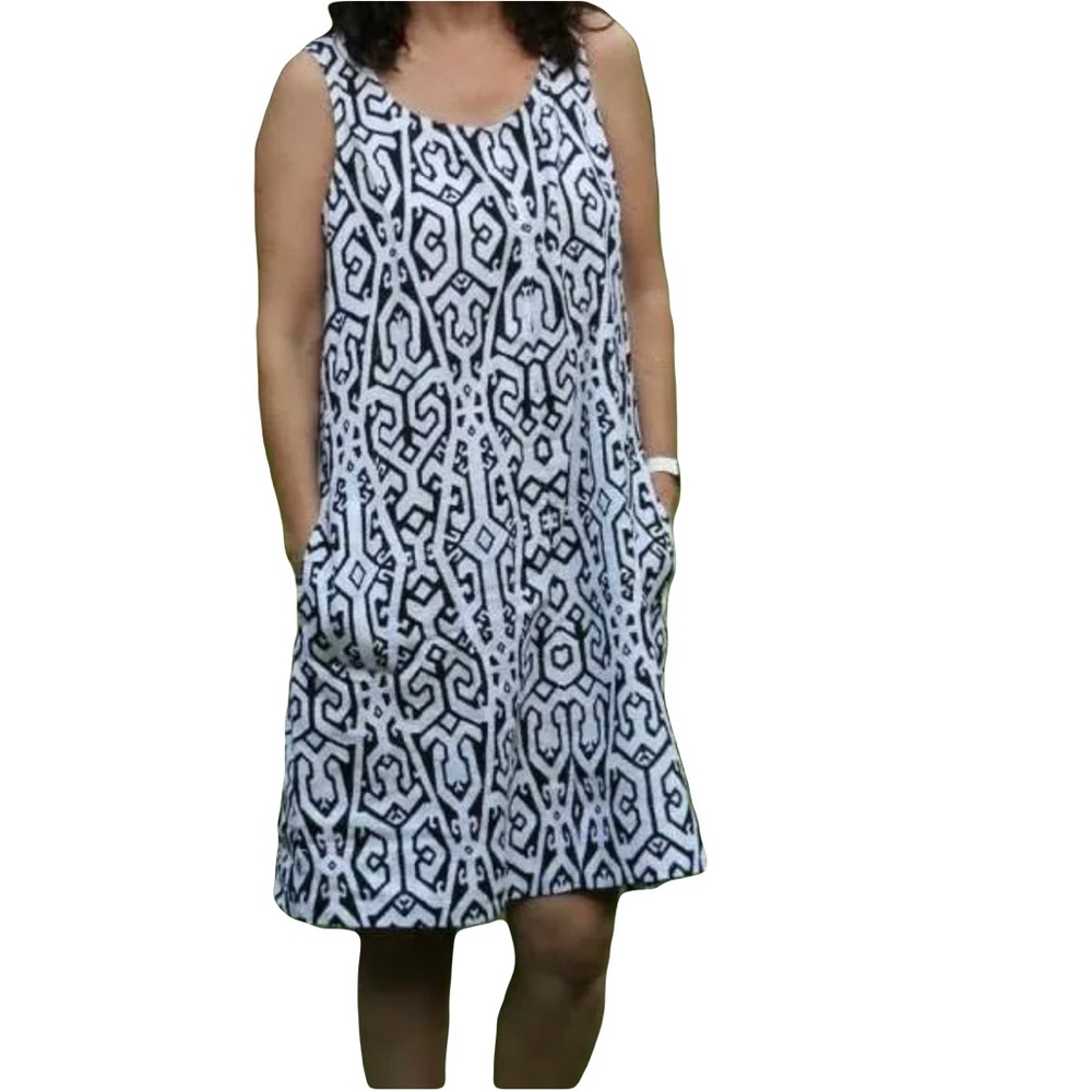 J. Jill Black and White Midi Dress